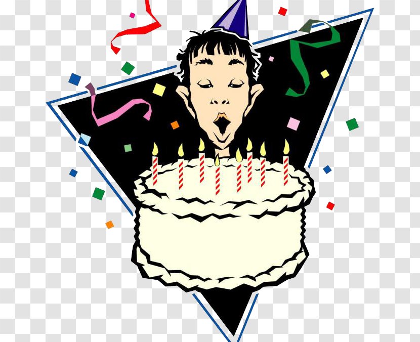 Birthday Cake Happy To You Party Clip Art - Blowing Candle Cartoon Man Transparent PNG