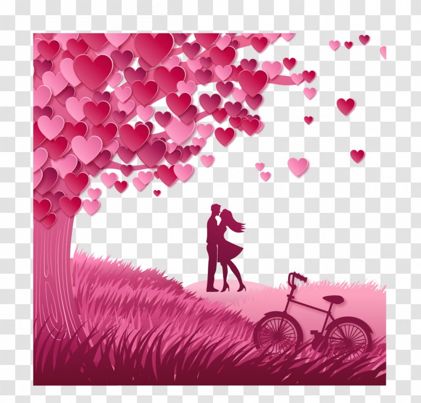 Love Valentines Day Romance Morning - Pink - Vector Bike Lovers Transparent PNG