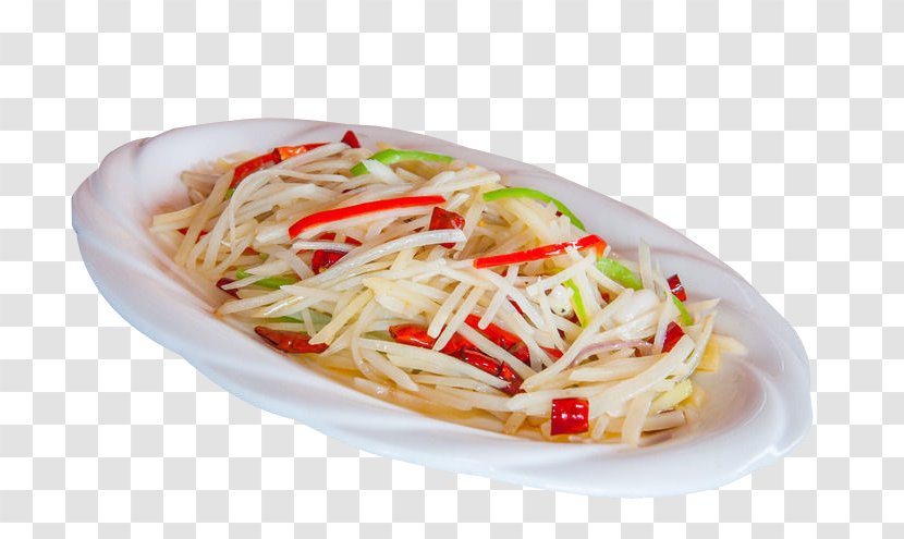 Chow Mein Chinese Noodles Green Papaya Salad Thai Cuisine Potato - Food - Dual Pepper Transparent PNG