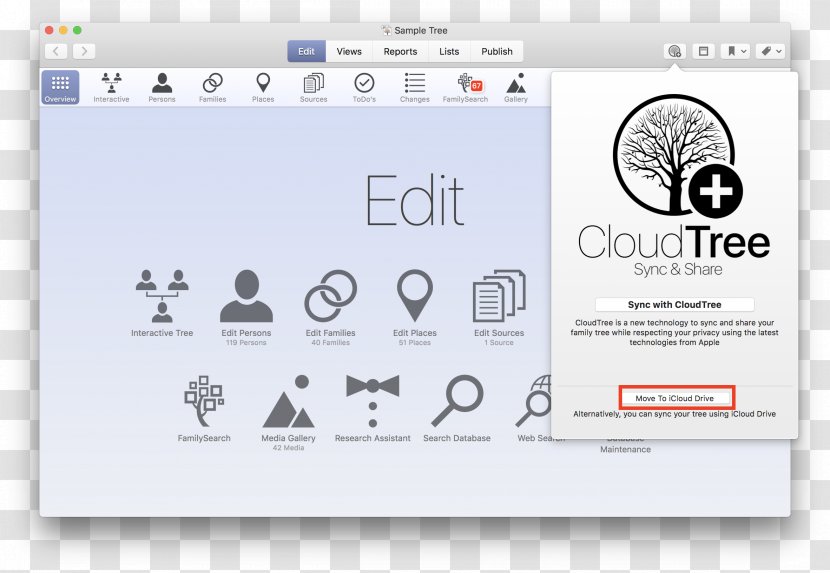 MacFamilyTree Computer Software Family Tree - App Store - Maker Transparent PNG
