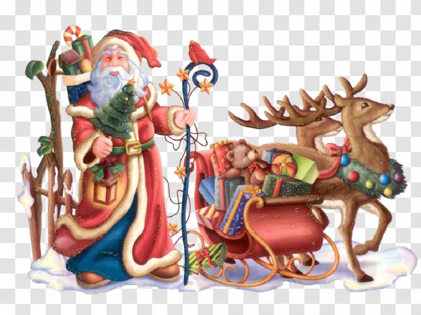 Santa Claus Reindeer Christmas Saint Nicholas Day Desktop Wallpaper - Ornament Transparent PNG