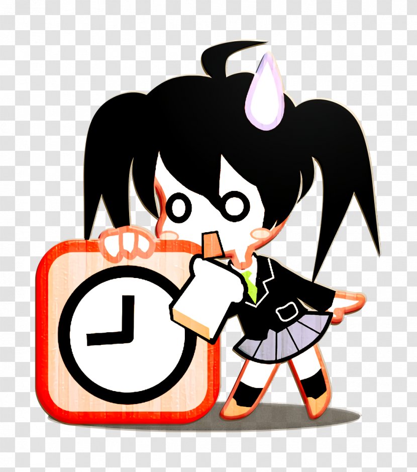 Cartoon Black Hair Smile - Japan Icon Transparent PNG