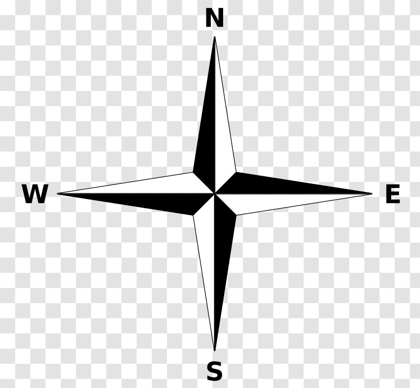 Compass Rose North Cardinal Direction Map - White - Simple Transparent PNG
