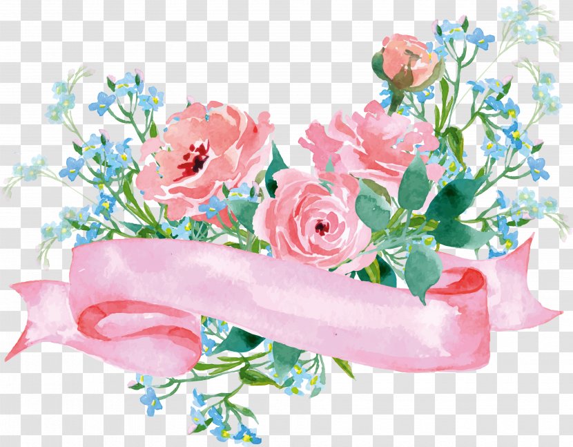 Floral Design Cut Flowers Watercolor Painting - Rose - Flower Transparent PNG