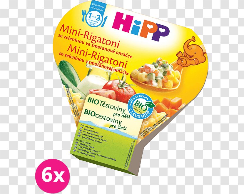 Vegetarian Cuisine HiPP BIO Mini-Rigatoni Se Zeleninou 6x250g Convenience Food Snack - Rigatoni Transparent PNG
