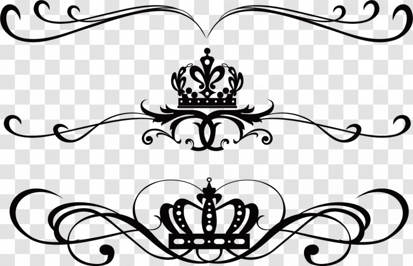 Drawing Tattoo Idea Ornament Sketch - Black And White - Crown French Pattern Transparent PNG