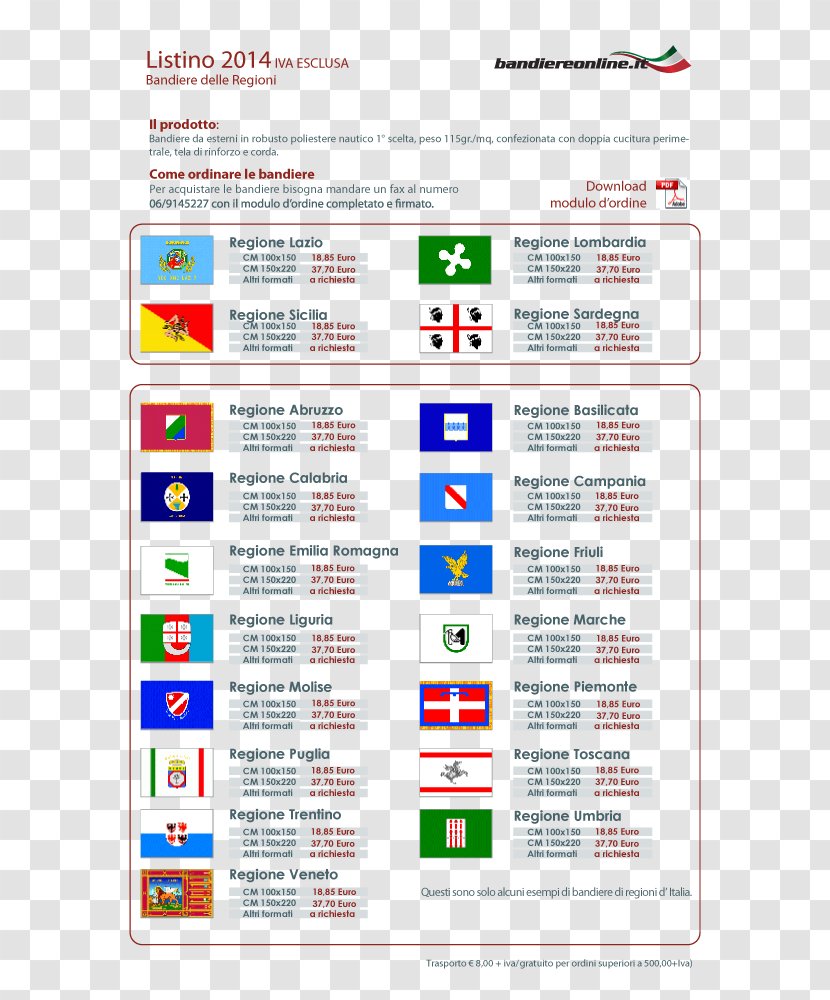 Regions Of Italy Flaggen Und Wappen Der Italienischen Regionen Regioni D'Italia Stemmi Delle Italiane - Flag Transparent PNG