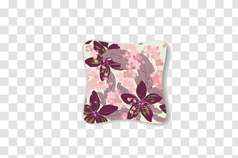 Flower Watercolor Painting Pattern - Floral Design - Purple Flowers Pillow Transparent PNG