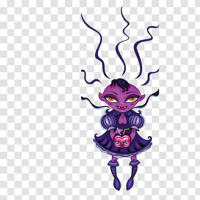 Euclidean Vector Computer File - Purple - Female Monster Holding A Heart Transparent PNG
