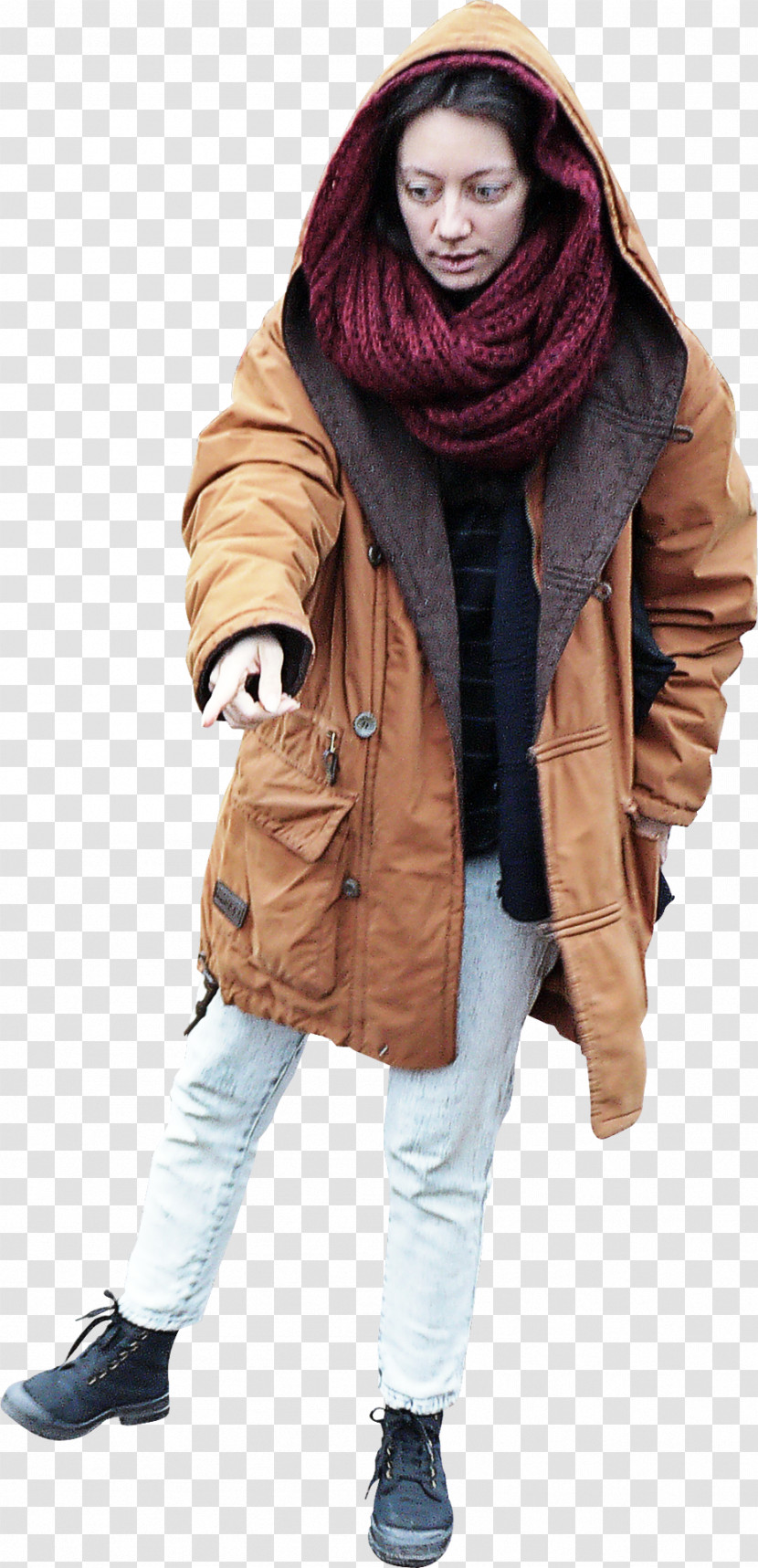 Clothing Outerwear Scarf Brown Fashion Transparent PNG