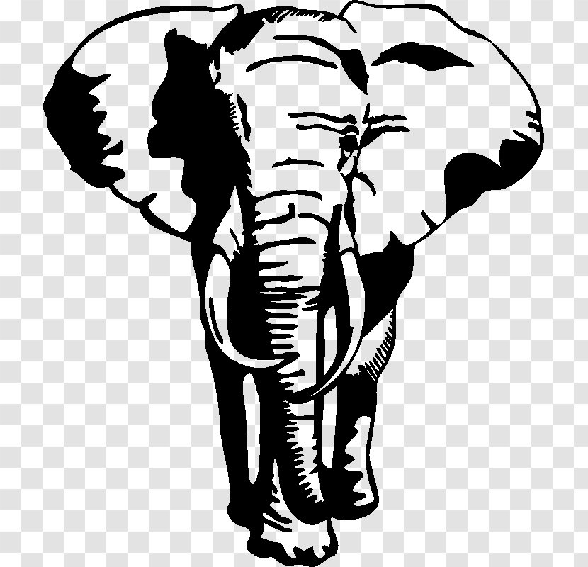 Wall Decal Sticker - Black And White - Elephant Stencil Transparent PNG