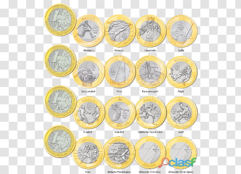 Olympic Games Rio 2016 De Janeiro Moeda Um Real Coin - Yellow Transparent PNG