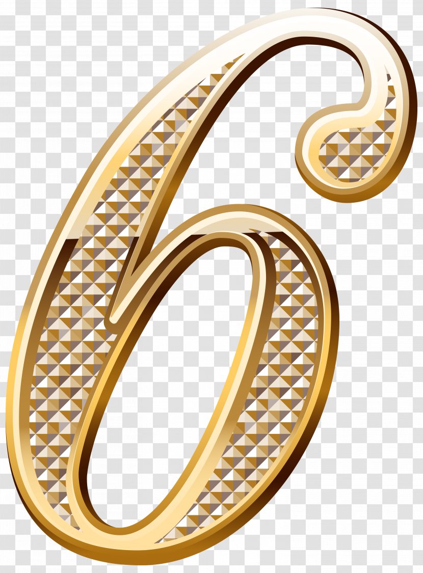 Number Clip Art - Symbol - Gold Deco Six Clipart Image Transparent PNG