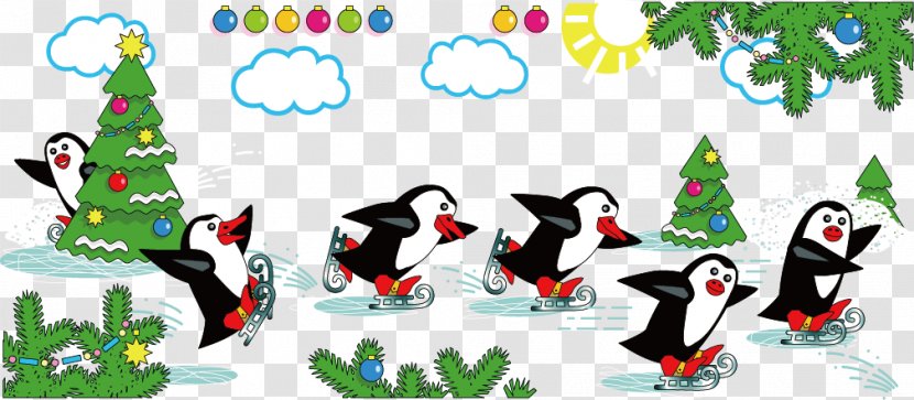 Spot The Difference Puzzle Child Game Coloring Book - Christmas Ornament - Skating Penguins Transparent PNG
