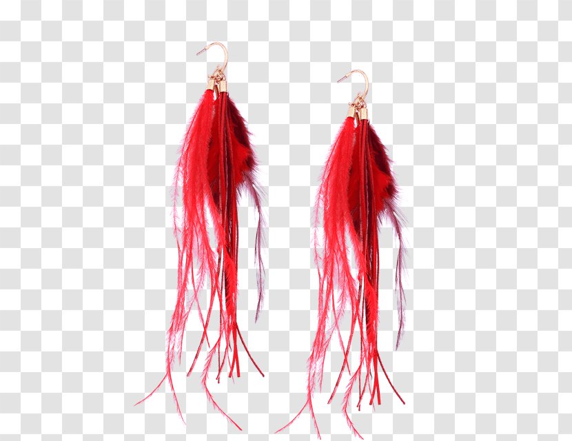 Earring Feather - Red Transparent PNG