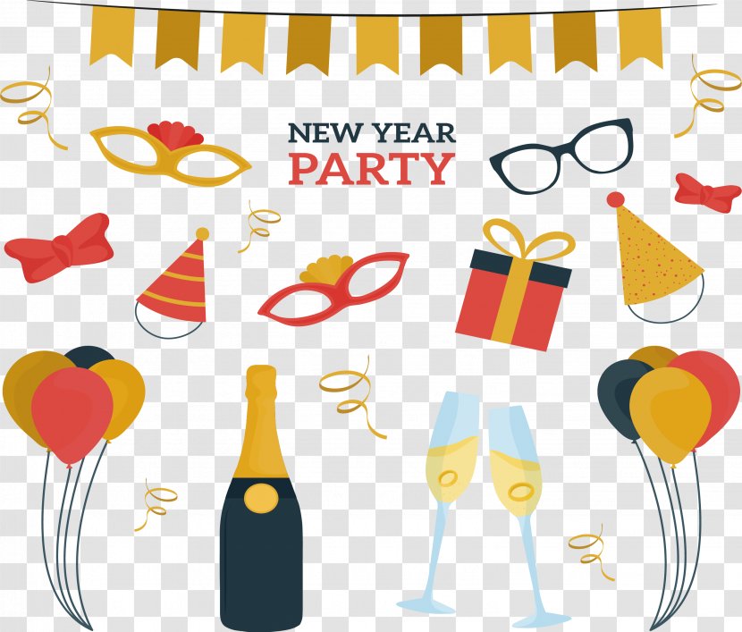 Party Image Festival Clip Art - Yellow - New Year Transparent PNG