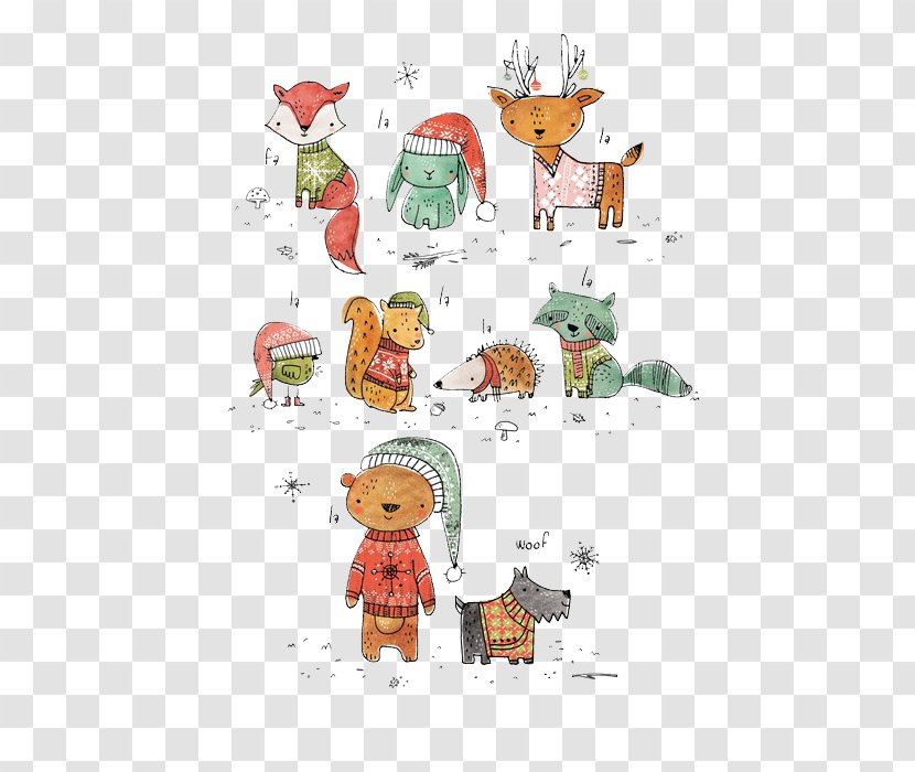 Christmas Card Illustrator Illustration - Area - Hand-painted Animals, Elements Transparent PNG