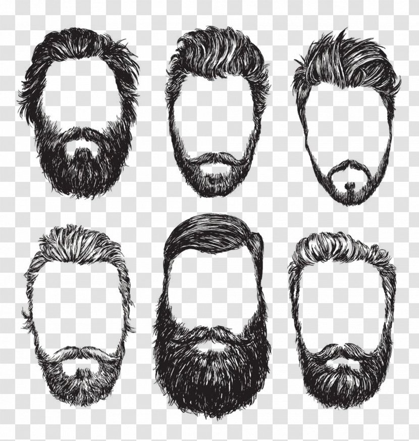 Beard Stock Illustration - Fashion - Black And White Vector Transparent PNG