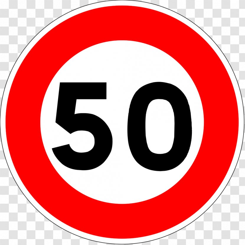 Traffic Sign Speed Limit Road Signs In France - Trademark - 50 Transparent PNG