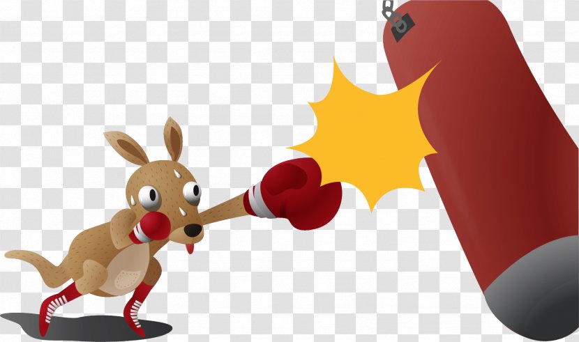 Boxing Kangaroo - Fire Extinguisher - Vector Painted Transparent PNG