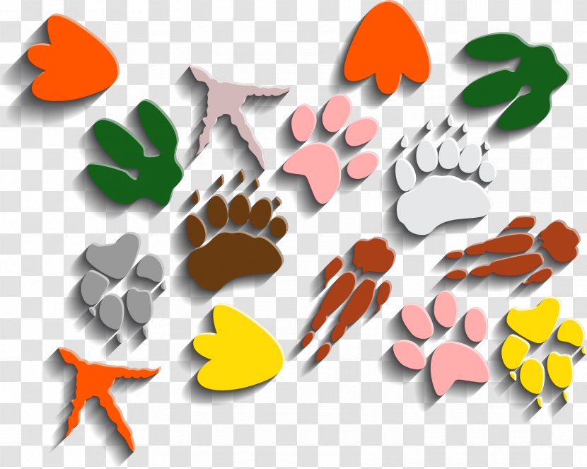 Cat Tiger Clip Art - Orange - Vector Painted Footprints Transparent PNG