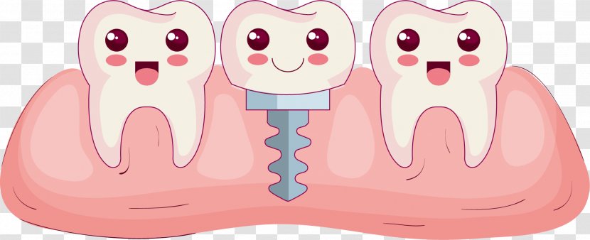 Tooth Comics Cartoon Mouth - Flower - Vector Hand-painted Teeth Transparent PNG