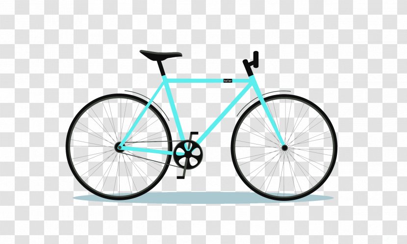Single-speed Bicycle Mountain Bike Frame Crankset - Wheel - A Blue Transparent PNG