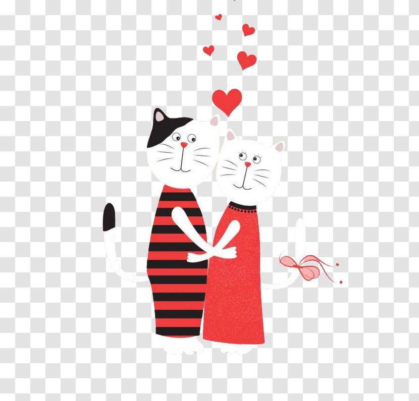 Love Greeting Card Valentines Day Illustration - Heart - Cats Transparent PNG