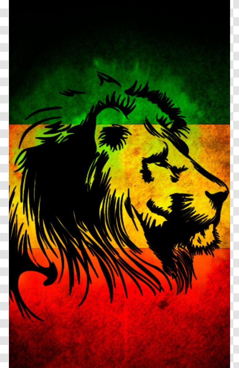 Lion Of Judah Zion Rastafari Desktop Wallpaper - Cartoon - Bob Marley Transparent PNG