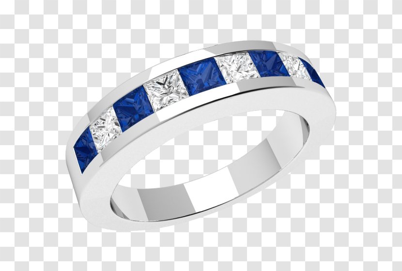 Sapphire Diamond Cut Ring Princess - White Gold Marble Transparent PNG