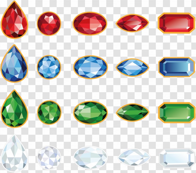 Diamond Cut Gemstone Sapphire Emerald Transparent PNG