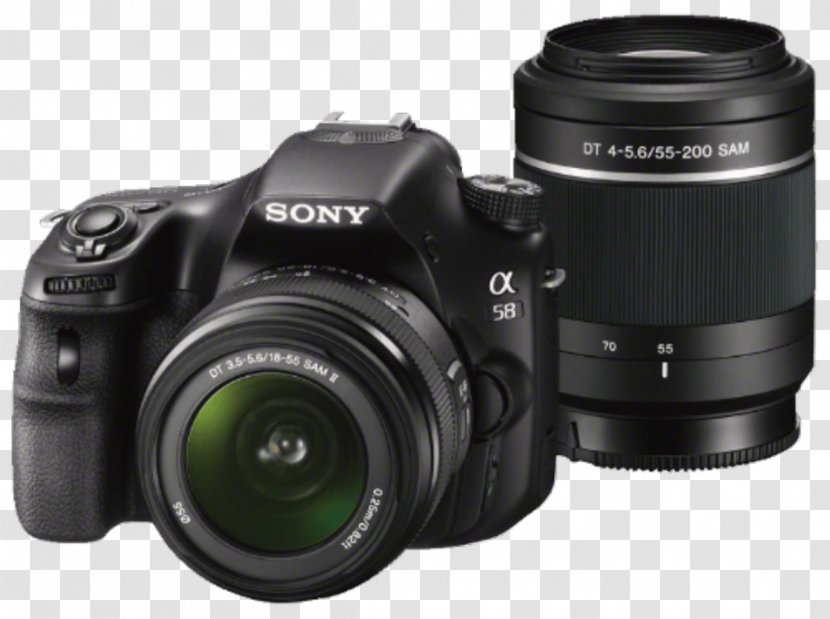 Sony Alpha 58 SLT Camera Digital SLR Canon EF-S 18–55mm Lens Transparent PNG