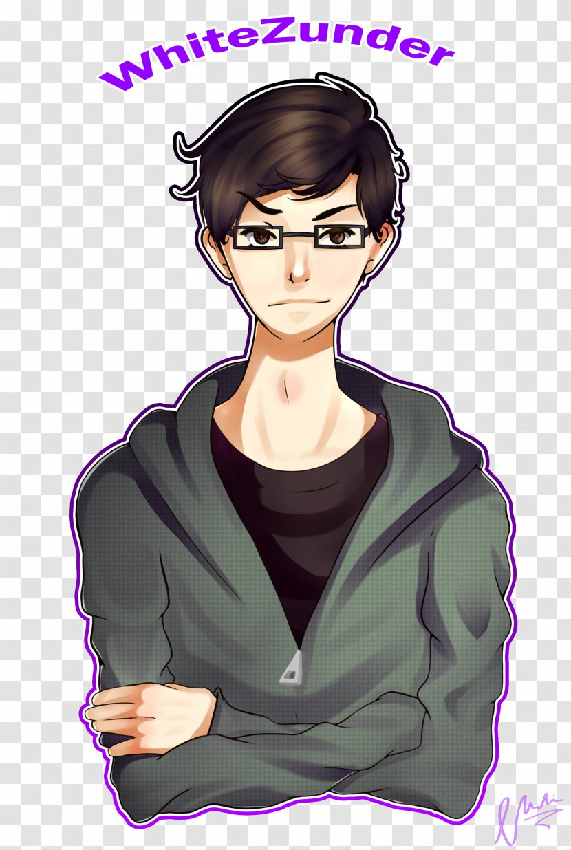 Black Hair Brown Glasses Purple - Heart Transparent PNG