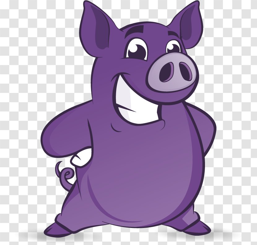 Purple Pig Logo Graphic Design - Fictional Character - Bottom Clipart Transparent PNG