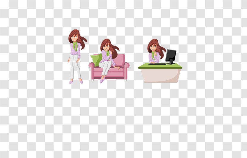 Cartoon Royalty-free Photography Illustration - Computer - Three Women Pictures Transparent PNG