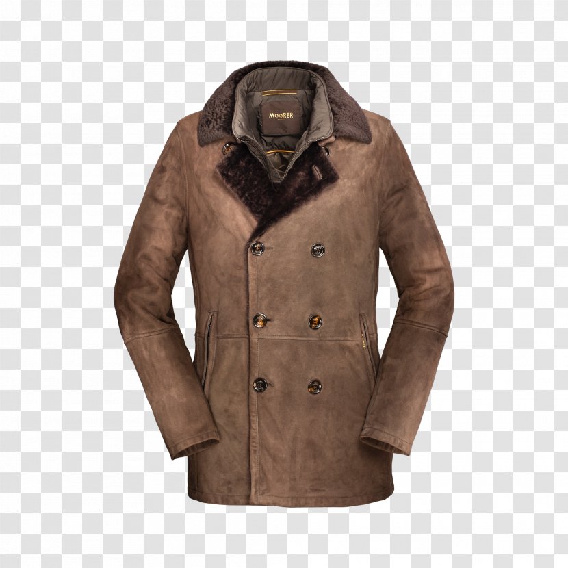 Leather Jacket Overcoat - Fur - Moorer Transparent PNG