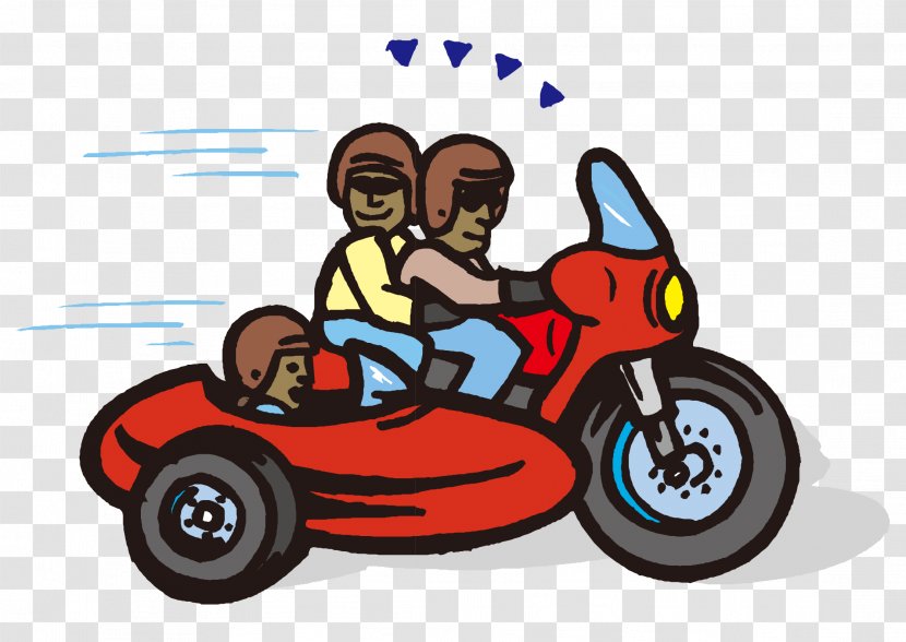 Motorcycle Tricycle Caricature Drawing Illustration - Wheel - Vector Cartoon Cute Old Family Transparent PNG