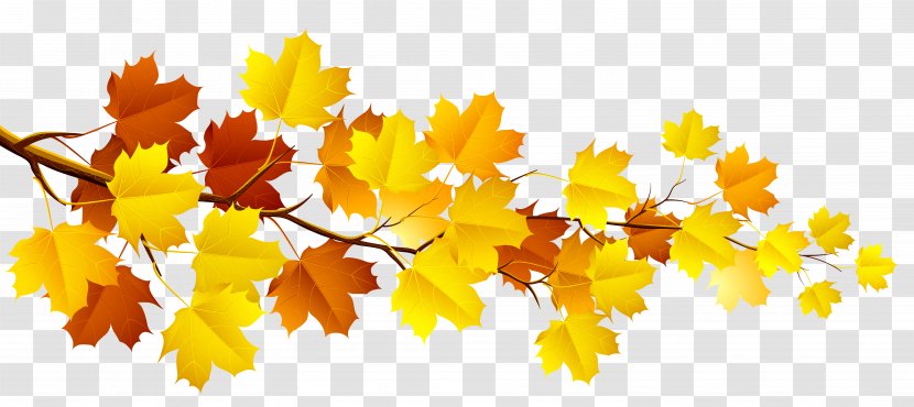 Branch Autumn Tree Clip Art - Yellow - With Leaves Clipart Transparent PNG