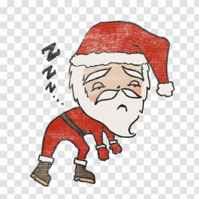 Santa Claus Reindeer Christmas Clip Art - Cartoon - Tired Cliparts Transparent PNG