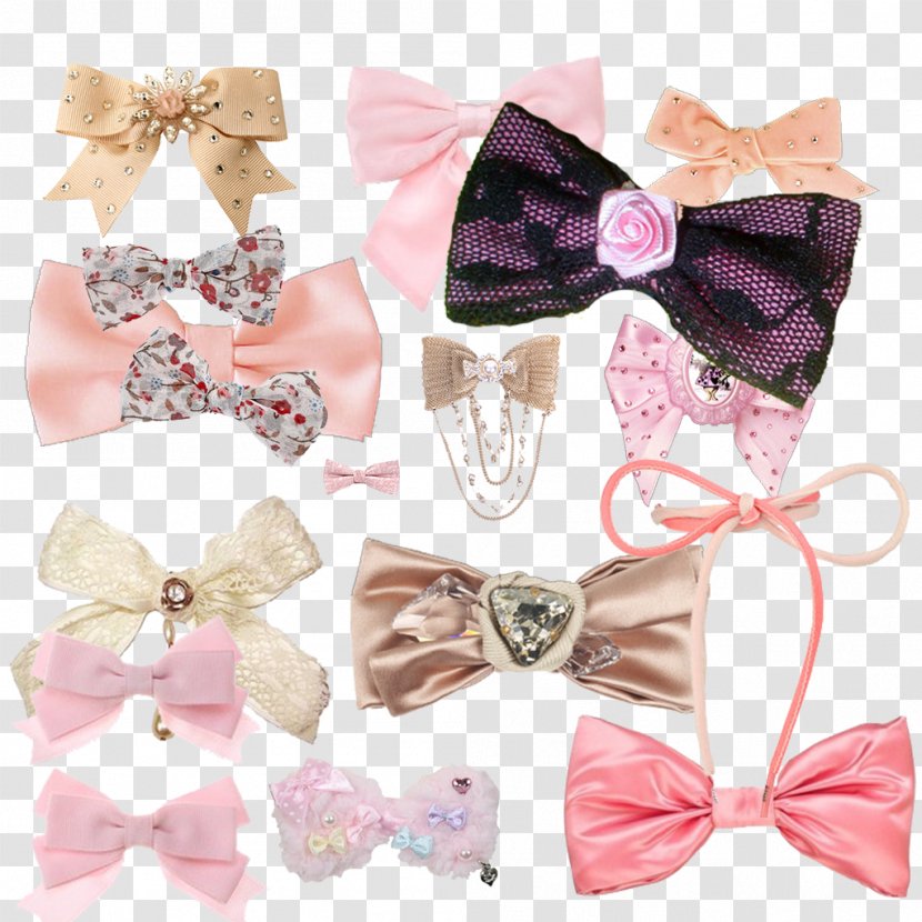 Ribbon Pink Barrette Hairpin - Bow Tie - Material Transparent PNG