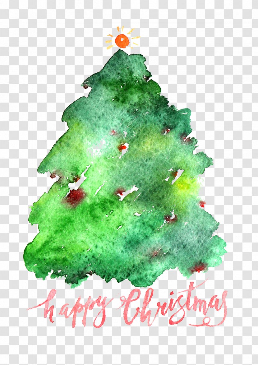 Santa Claus Christmas Tree Watercolor Painting - Spruce - Simple Ad Transparent PNG