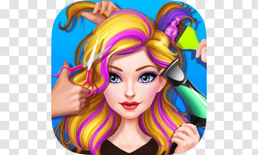 Hair Stylist Fashion Salon ❤ Rainbow Unicorn Makeover Beauty Parlour Android Application Package - Long Transparent PNG