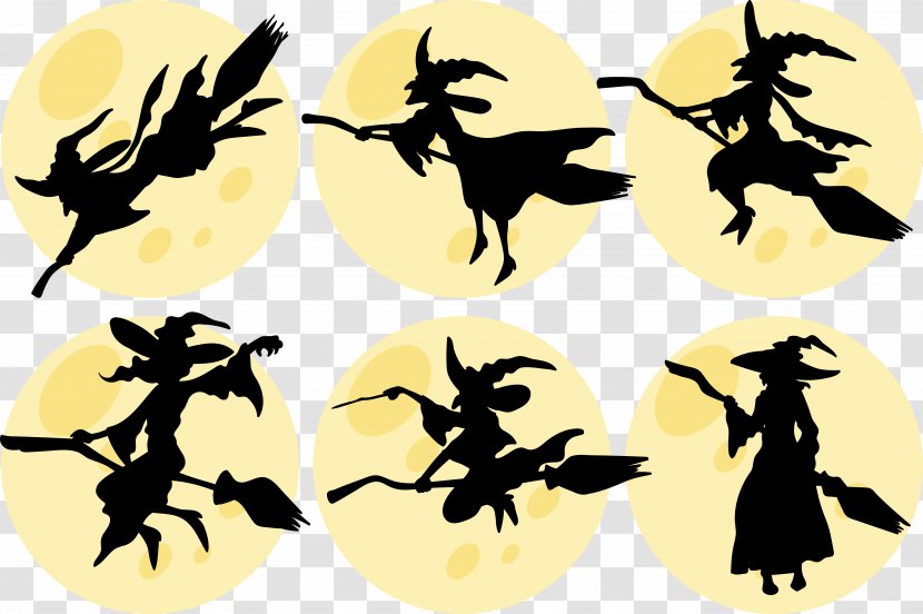 Silhouette Boszorkxe1ny - Coreldraw - Black Witch Collection Transparent PNG