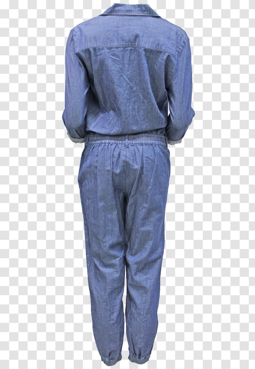 Sleeve Denim Cobalt Blue Overall Pants - Boilersuit Transparent PNG