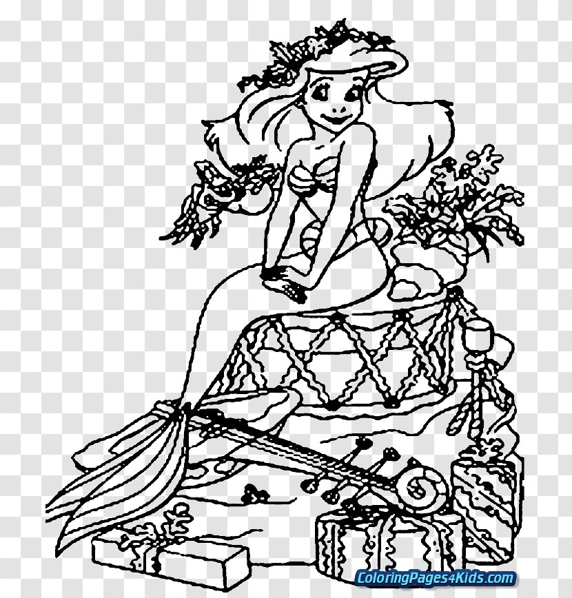 Ariel The Little Mermaid King Triton Coloring Book Eric - Cartoon - Disney Princess Pages Transparent PNG