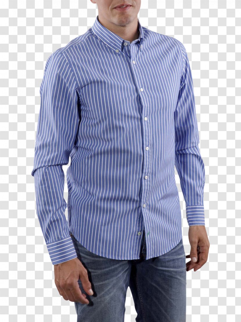 Dress Shirt Long-sleeved T-shirt Neck - Electric Blue Transparent PNG