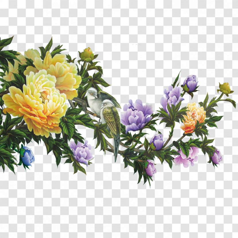 Watercolor Painting Floral Design - Moutan Peony Transparent PNG