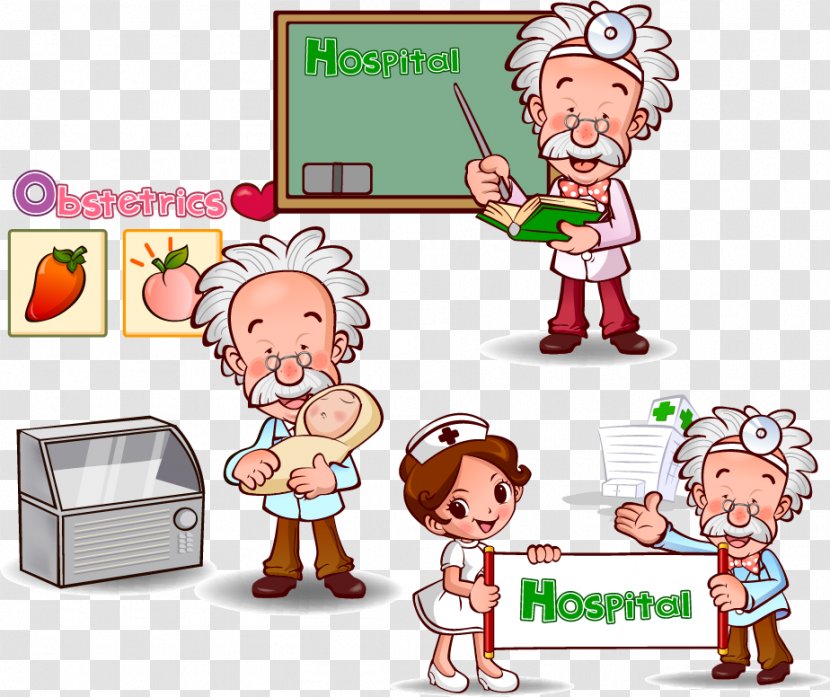 Nurse Cartoon Physician - Frame - Hospital Doctors And Nurses Poster Vector Elements Transparent PNG