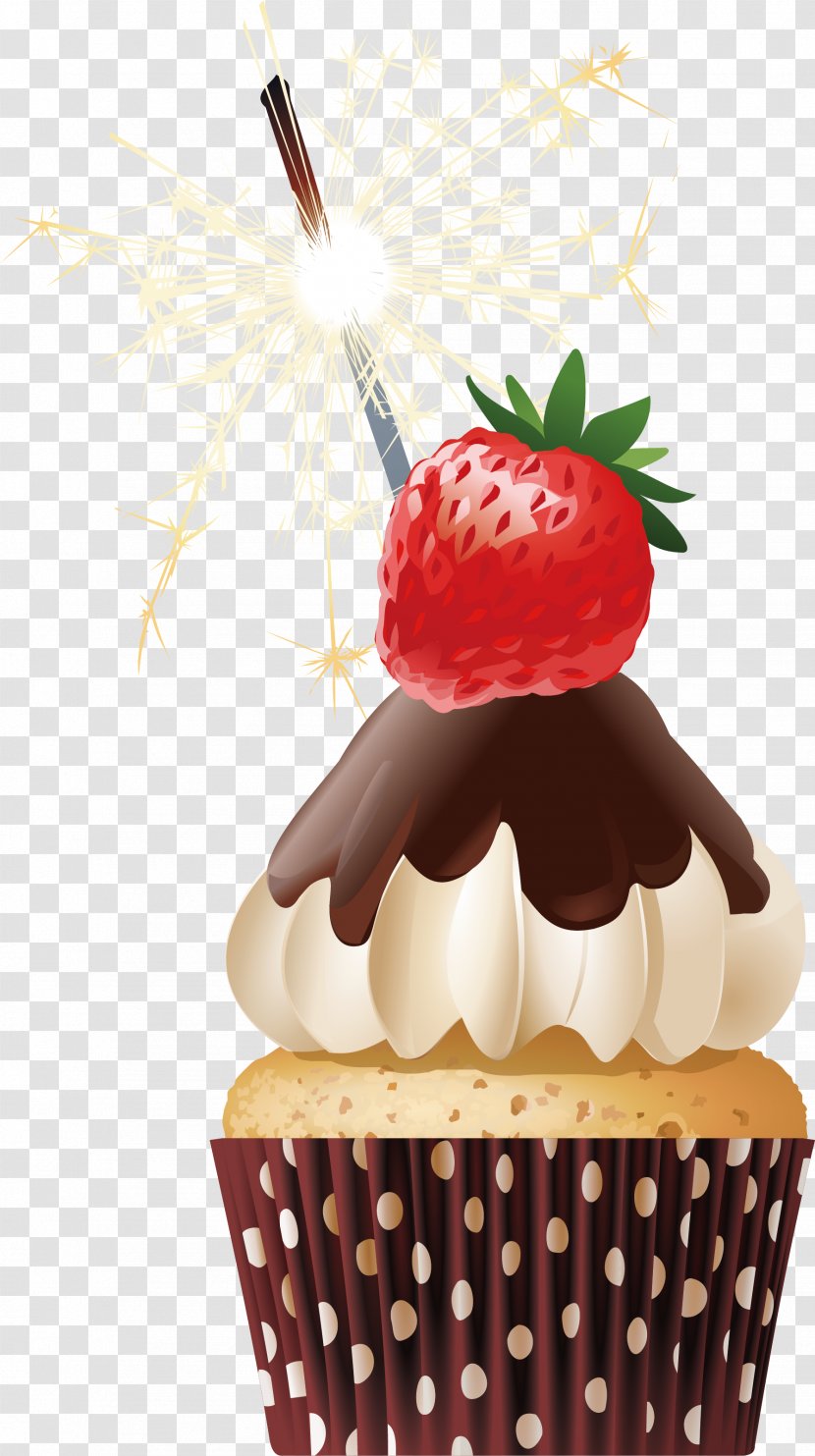 Cupcake Red Velvet Cake Fruitcake Chocolate Layer - Strawberries - Strawberry Transparent PNG