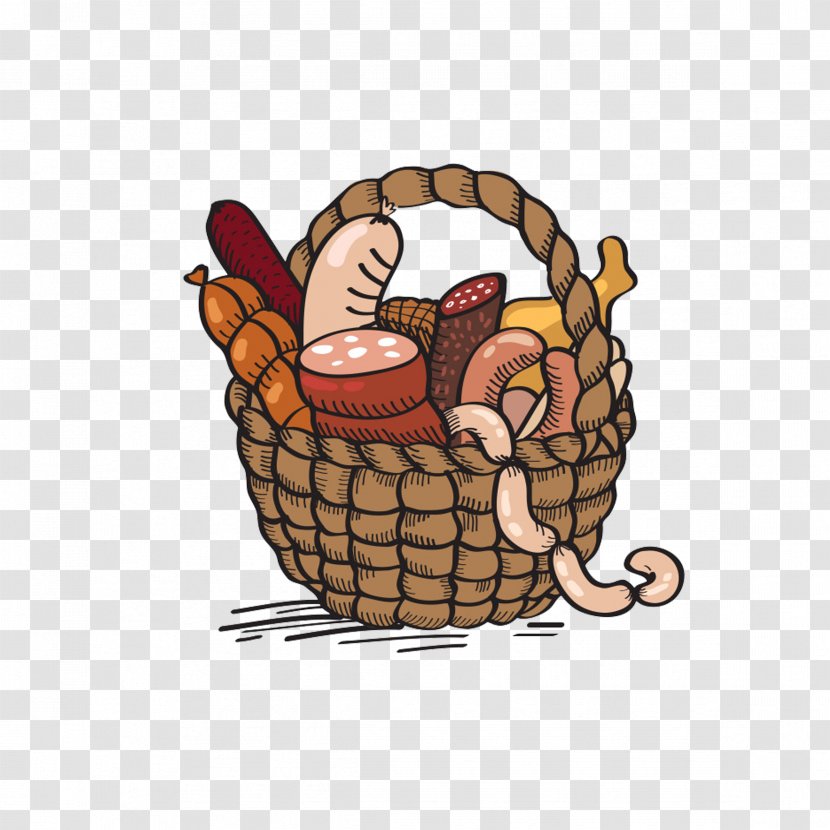 Basket Cartoon Drawing Clip Art - Hand-painted Of Bread Transparent PNG